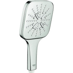 GROHE Rainshower SmartActive 130 Cube Hand Shower (Water-Saving, 3 Jet Types, Anti-Limescale System), Super Steel, 26582DC0