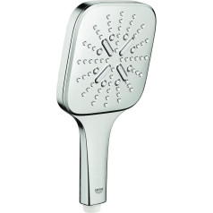 Rokas duša GROHE Rainshower SmartActive 130 Cube (ūdens taupīšanas sistēma, 3 strūklu veidi, sistēma pret kaļķakmens veidošanos), Super Steel, 26582DC0