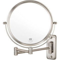 ALHAKIN sienas grima spogulis 10x palielinājums 8 collu divpusējs grozāms vannas istabas spogulis ar niķeļa apdari