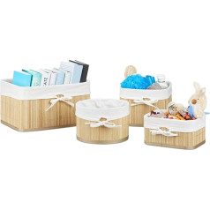 Relaxdays atpūtas kastes komplekts Bambus 17,5 x 32 x 23 cm HxBxT, 4er Set Aufbewahrungsbox für Regal und Schrank, natur