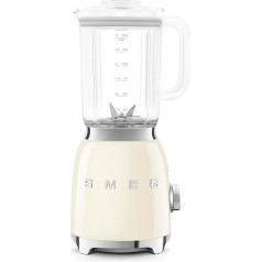 SMEG, BLF03CREU, 1.5 L Blender, 4 Speed Levels, 4 Automatic Programmes, Removable Double Blade, Transparent Lid Opening with Dosing Cap, Non-Slip, 800 W, Cream