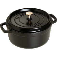 Staub 1102285 Trauks apaļš ar vāku 22 cm, 2,6 l, matēts, melns, emaljas krāsā, 28 cm, iekšējais pods