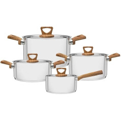 Tramontina Brava 65180-026 Saucepan Set of 4 3 Saucepans and 1 Saucepan with Lid Suitable for All Hob Types Stainless Steel 18/10 Steel