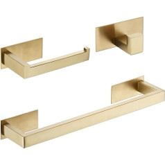 3 Piece Brushed Gold Bathroom Accessory Set Including Towel Bar, Toilet Roll Holder and Robe Hook, BA156SET-3BG2 Beelee