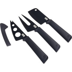 KUHN RIKON 26682 Colori 3-teilig (Weichkäsemesser, Käsegabel & Mini-Beil) Käsemesser Set, Kunststoff, Schwarz, 27 x 20 x 2,5 cm, 3-Einheiten