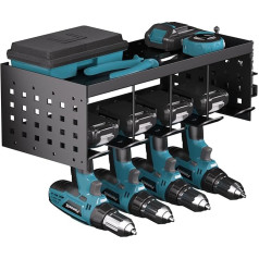 nomiou Tool Storage Wall Mount Battery Hammer Drill, 4 slots Heavyduty Electric Drill Wall Mounted Storage Rack Skrūvgriežu organizācija Instrumentu turētājs