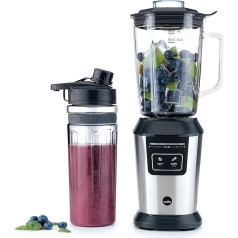 Wilfa Activlife Stand Mixer, Smoothie Maker, BPA-Free, 6-Blade Stainless Steel Knife, 0.8 L Mixing Container, 800 Watt, Includes 2GO Bottle (Silver-Black)