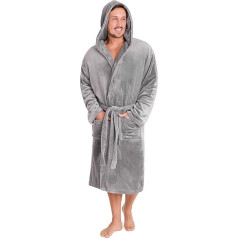 CityComfort Vīriešu halāts Super mīksts vīriešu flīsa halāts ar kapuci Halāts Bathrobe Silts un mīksts