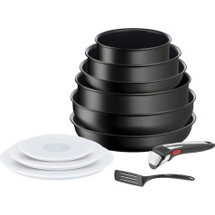 Tefal Ingenio Eco Resist On trauki, 11p, saliekami viens uz otra, indukcijas, viegli tīrāmi, nesadalāms pārklājums, gatavošanas sākuma indikators, veselīga gatavošana, L7679002