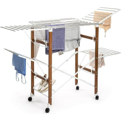 InnovaGoods - Dreeyl Vertical Folding Clothes Airer with Wheels, 38 Rails, Space Saving Design, Multifunctional, ABS-PP and Stainless Steel, White, Standard, Acrylonitrile Butadiene Styrene