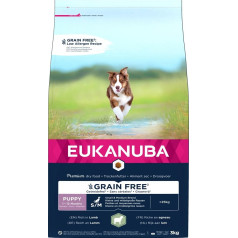 Eukanuba Sausa barība kucēniem - Eukanuba Puppy, Small and Medium, GRAIN FREE, Lamb and Rice, 3 kg