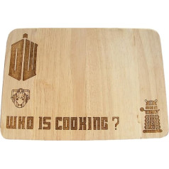 Schneidebrett aus Holz, Motivgravur Doctor Who Dalek Tardis Cybermen, Geschenkidee