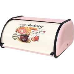 UPKOCH Bread Container with Roll Lid, Bread Storage Box, Stainless Steel Bread Storage Container, Pink