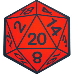 getDigital RPG Cube W20 vannas paklājs - vannas paklājs dīdžejiem, nerdiem un lomu spēlētājiem, neslīdošs dušas paklājs vannas istabai - sarkans/ melns, 60,5 x 40 cm