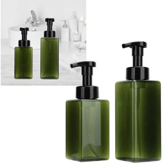 Shampoo-Flaschen mit Pumpe, 250 + 450 ml, nachfüllbar, quadratisch, eleganter grüner Pumpflaschenspender für ätherische Öle, Lotion, für Badezimmer, Küche, Reisen, 2 Stück