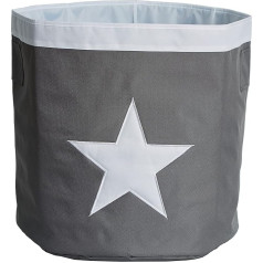 Store It 671732 Large Storage Basket with Sewn On Star, Polyester, 44 x 44 x 44 cm, Grey/White