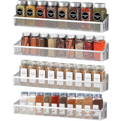 Spice Rack sienas plaukts Silver Spice Racks sienas piekaramais garšvielu turētājs Spice organizators virtuves plaukts pie sienas (4 gab.)