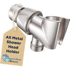 Metal Handheld Shower Holder - Brushed Nickel - Adjustable Shower Rod Holder with Universal Wall Hook Bracket and Brass Ball Head - Hand Shower - Shower Hose Holder