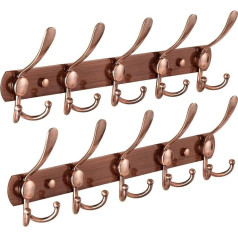 FairyCity 2 Pack Wall Mounted Coat Hooks Hooks Rack Metal Heavy Duty Coat Hook Rack 5 Trīs āķi Sienas mēteļu statīvs guļamistabai Vannas istaba Dorm Hanging Towel Bronze