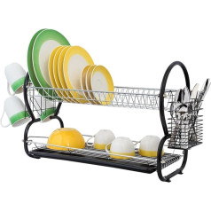 art moon Tatkraft Desert 699751 Dish Rack, Washing Up Basket, Steel, Black, Family Size, 67.5 x 38.5 x 25 cm