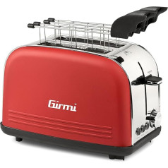 Girmi TP57 Stainless Steel Toaster 800 Watt Body and Tongs - Red