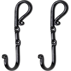 2 x Large Wrought Iron Curl Hooks
