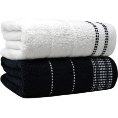 Towelogy® luksusa vannas dvieļi, 100% ēģiptiešu kokvilnas, ar gredzenveida vērpšanu, viegli un izturīgi pret izbalēšanu, viesu vannas istabas dvieļi, augstākās kvalitātes, mazgājami veļas mazgājamā mašīnā, 70 x 120 cm (melns un balts,