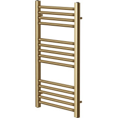 Greened House Brushed Brass Straight Towel Rail 400mm Wide x 800mm High Flat Central Heating Towel Rail Radiators