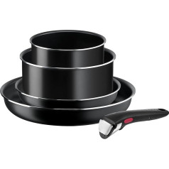 Tefal Ingenio Easy On 2 pannu komplekts 22/28 cm + 2 pannas 16/20 cm + noņemams rokturis, savstarpēji maināmas, pannas ar pretpielipšanas pārklājumu, titāna pārklājums, termiskais signāls, var mazgāt trauku mazgājamā mašīnā