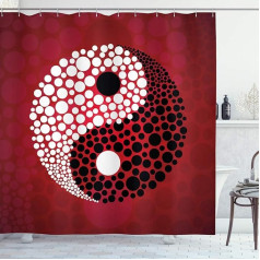 ABAKUHAUS Ying Yang Abstract Cosmos Sign Auduma auduma auduma vannas istabas apdares komplekts ar āķiem 175x180cm sarkans