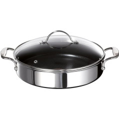 Tefal E79071 Jamie Oliver indukcijas panna ar 2 sānu rokturiem un stikla vāku, 25 cm, 2,8L, nerūsējošais tērauds