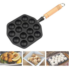 Jiakalamo Takoyaki Maker, 14 caurumu Takoyaki panna ar nesadalāmu pārklājumu Takoyaki grilēšanas pannas veidnes DIY Octopus Ball, japāņu Octopus Fish Ball Cake Grill Pan Cooking Tool (Black)