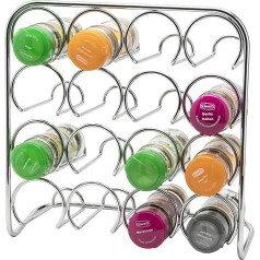 Pisa® Gewürzregal - Chrom Aufbewahrungsständer Küche Kochen Organizer - Metall freistehend (16 Gläser Kapazität)