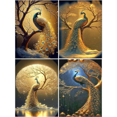 DCIDBEI 30 x 40 cm 4 gab. dimantu izšūšanas komplekts Zelta Pāvs Pieaugušo Diamond Painting Pictures Fairy Bird Diamond Embroidery Animals Craft Set Bērni, dāvana, māsa puse | | | Pāvs uz koka