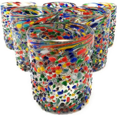 Meksikāņu dzeramās glāzes ar izplūdušām mutēm - 6 Confetti Rock Tumbler glāžu komplekts (10 oz katra)