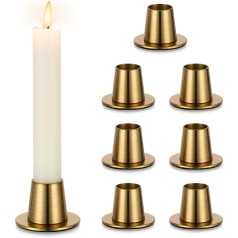 NUPTIO Латунный держатель свечи Taper Candle Holder: Набор из 8 конусов Металлическая свеча палка Centerpiece Современное событие Обеденный стол украшения 