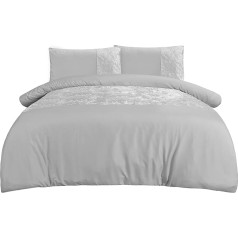 Sleepdown Velvet Cuff Silver Luxury Soft Cozy Duvet Cover gultas veļas komplekts ar spilvendrānām King (220x230cm)