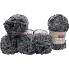 5 x 100 g Himalaya Velvet Micro Polyester Adīšanas vilna, bērnu vilna, samtaina 500 g vilna