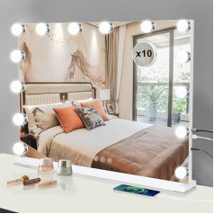 LIANWANG Hollywood Make-Up Mirror with Lighting, 14 LED ламп, регулируемая яркость, 3 цветовые температуры, голливудское зеркало с Type C и USB, увеличение для туалетног