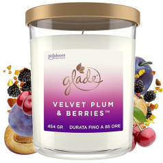 Glade īpaši liela aromātiskā svece stiklā, dāvana, Velvet Plum & Berries, 454 g, ilgs degšanas laiks līdz 85 stundām