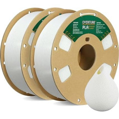 OVERTURE PLA filaments 1,75 mm, 2 kg spole, izmēru precizitāte +/- 0,03 mm, 3D printeriem (balts + balts)