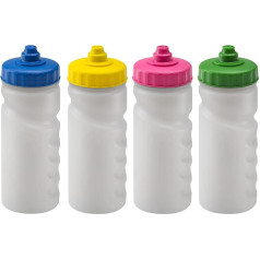 Foxberry Kids School Water Bottles 500ml - Pack of 4 - Hands Free Lids - Leak Proof & Leak Proof Spout - BPA Free - Dishwasher Safe - Blank for DIY Decoration - Kids - School - Sports - Clubs