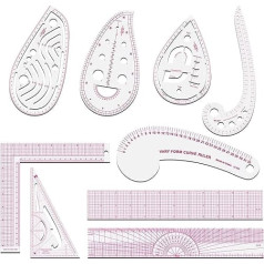 YINGSC 9-teiliges Nählineal-Set, französische Kurve, klares Lineal für Musterhersteller, DIY-Kleidung, Kleiderherstellung, Nählineal, Schneider-Set zum Zeichnen, Basteln, Nähprojekt