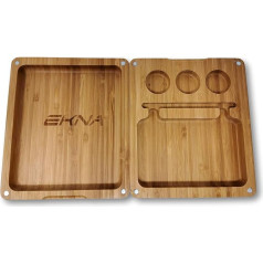 EKNA Wooden Rotating Box – Construction Box Magnetic Lockable – 15.5 x 18 x 4 cm – Rolling Tray – Rolling Tray – Tobacco Box (Version 1)