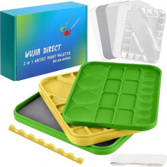 ISWUJIA Wet Palette, Wet Palette 2-in-1 Set, Mixing Palette Acrylic Paints for Miniature Painting, Includes 1 Wet Palette, 2 Mixing Palettes, 50 Sheets Palette Films, 2 Foam Sponges, 6 Disposable