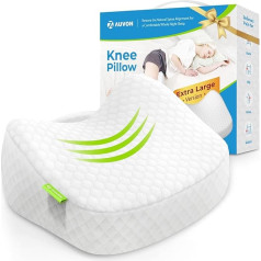 AUVON Kniekissen für Seitenschläfer, Ergonomisches BeinKissen mit Kühlender Eisseidenstoff für schmerzfreien Schlaf, Memory Foam Kissen für Seitenschläfer stützt Beine, Knie und Rücken 31×27×7 cm