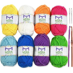 Premium-Garn Pack - 8x30g Acryl Regenbogen Farben Garnstränge - ir 60 m garš - ausgezeichnet für kleine und Kinder Garnprojekte, Basteln, Stricken, Häkeln und vieles mehr