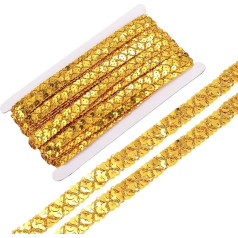 14 Yard Sequin Beads Lace Trim 2 rindas 0,6 collu Sequin Stripes Sequin lentes amatniecības rotājumi rotājumi DIY Šūšanas kostīms Zelts