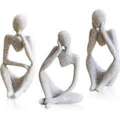 Zayookey Pack of 3 Abstract Thinker Statue Thinker Sculptures Resin Thinker Figures Dekoratīvās skulptūras Ornaments for Living Room Desktop Bookshelf Bedroom Decoration (Thinker)