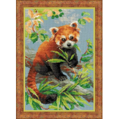 Riolis Sarkanā panda izšūšanas komplekts krustdūrienam, kokvilna, daudzkrāsains, 21 x 30 x 0,1 cm